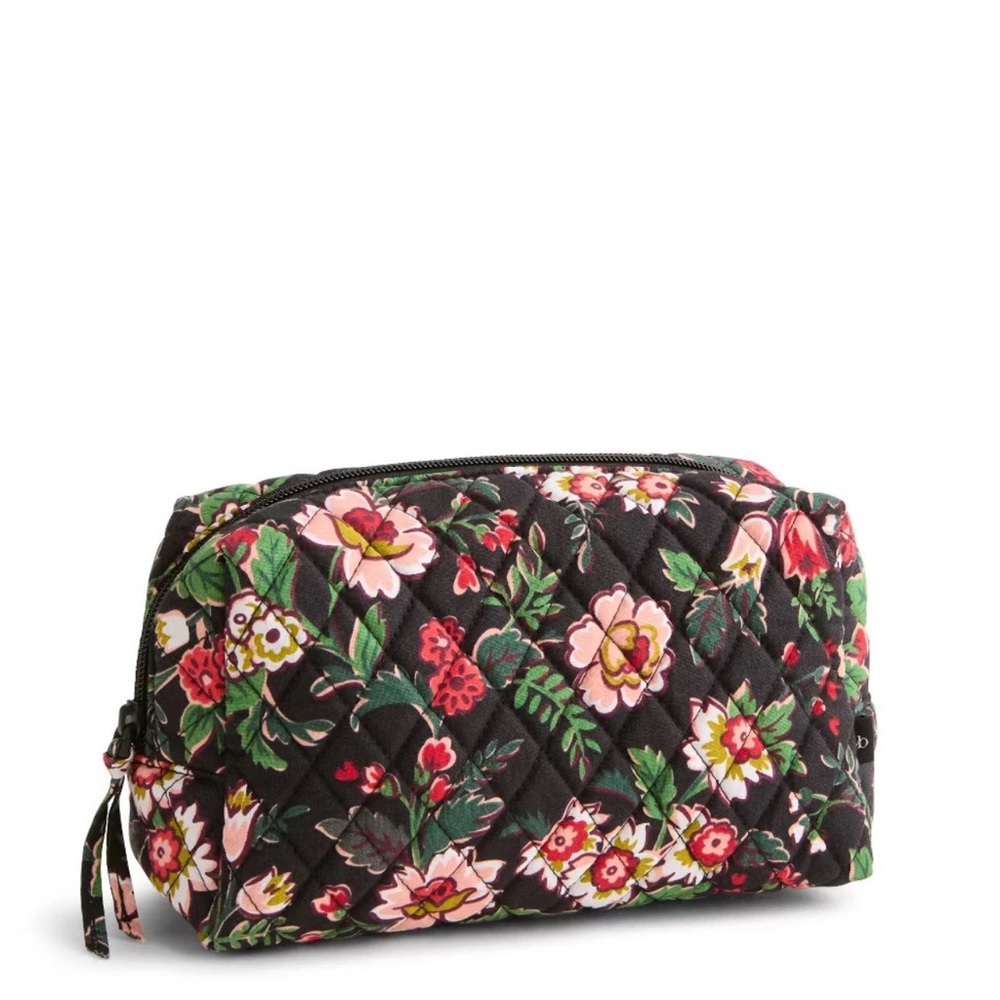 NWT Vera Bradley Cotton Essential Medium Cosmetic Toiletry Bag Hidden Hearts
